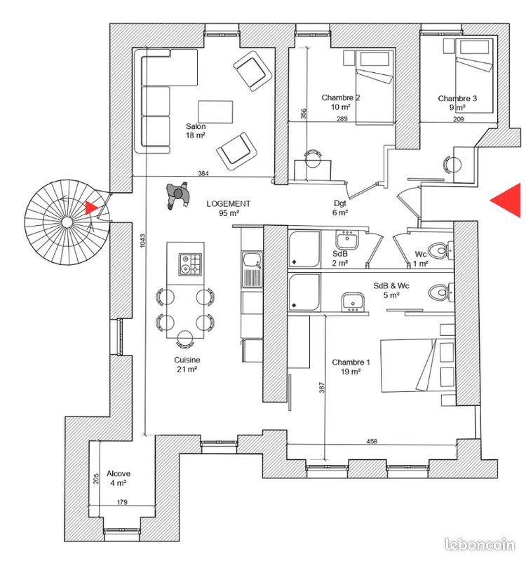 Appartement à louer, 95m², Chardonnay