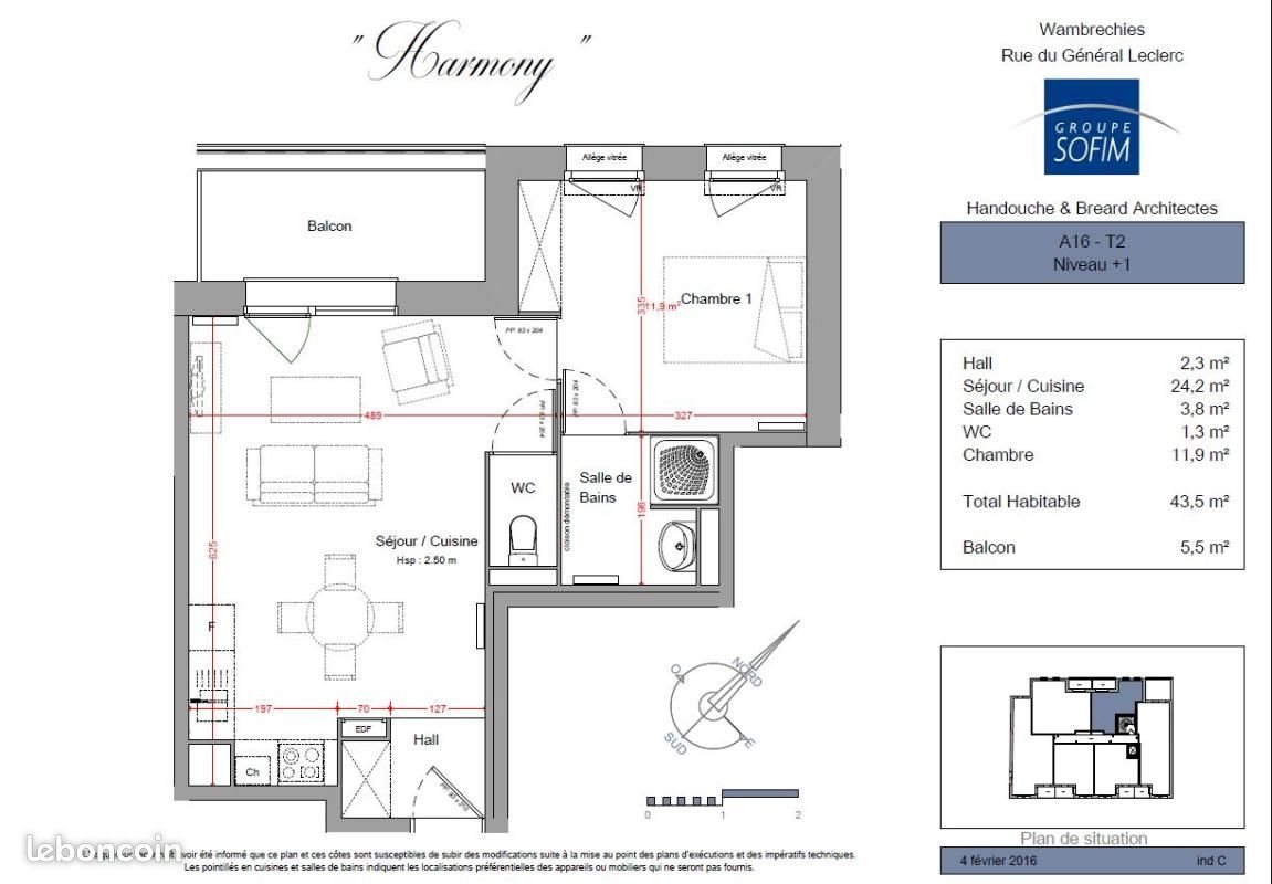 Appartement à louer, 43m², Wambrechies