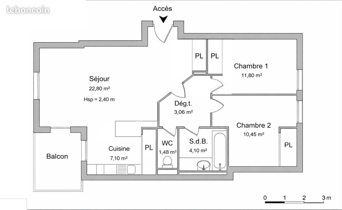Appartement à louer, 62m², Pont-l'Abbé