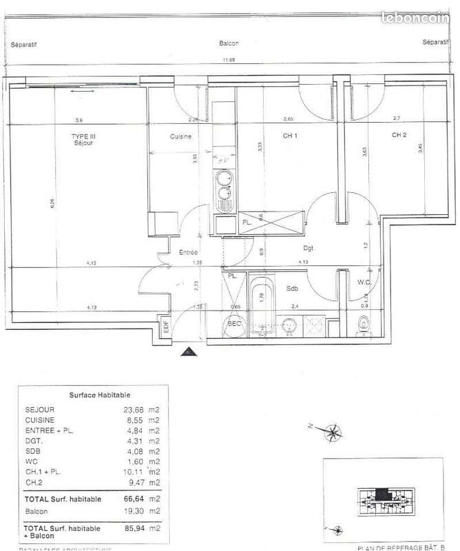 Appartement à louer, 66m², Tours