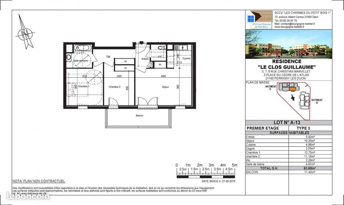 Appartement à louer, 63m², Perrigny-lès-Dijon