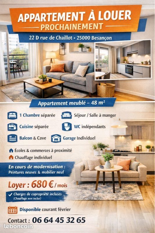 Appartement à louer, 48m², Besançon