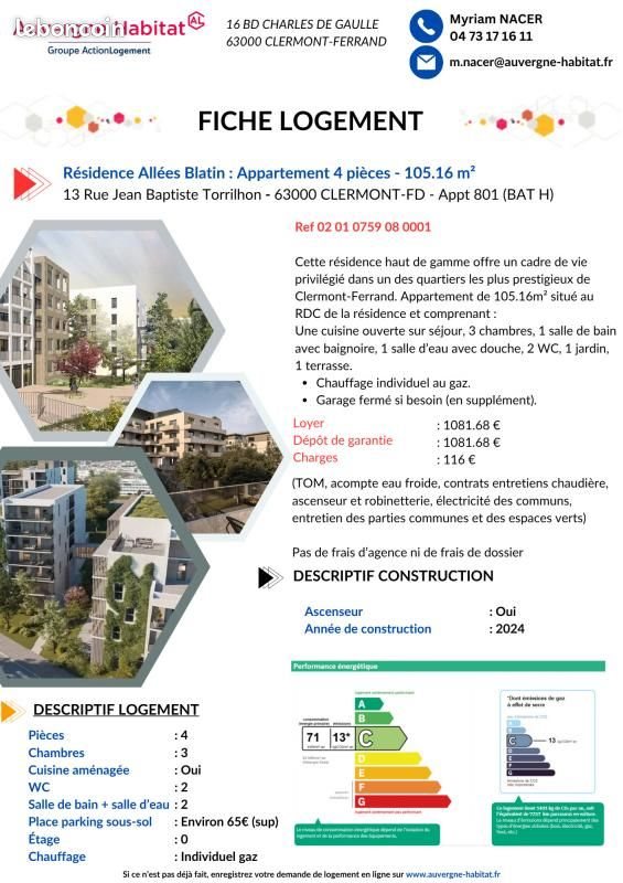 Appartement à louer, 105m², Clermont-Ferrand