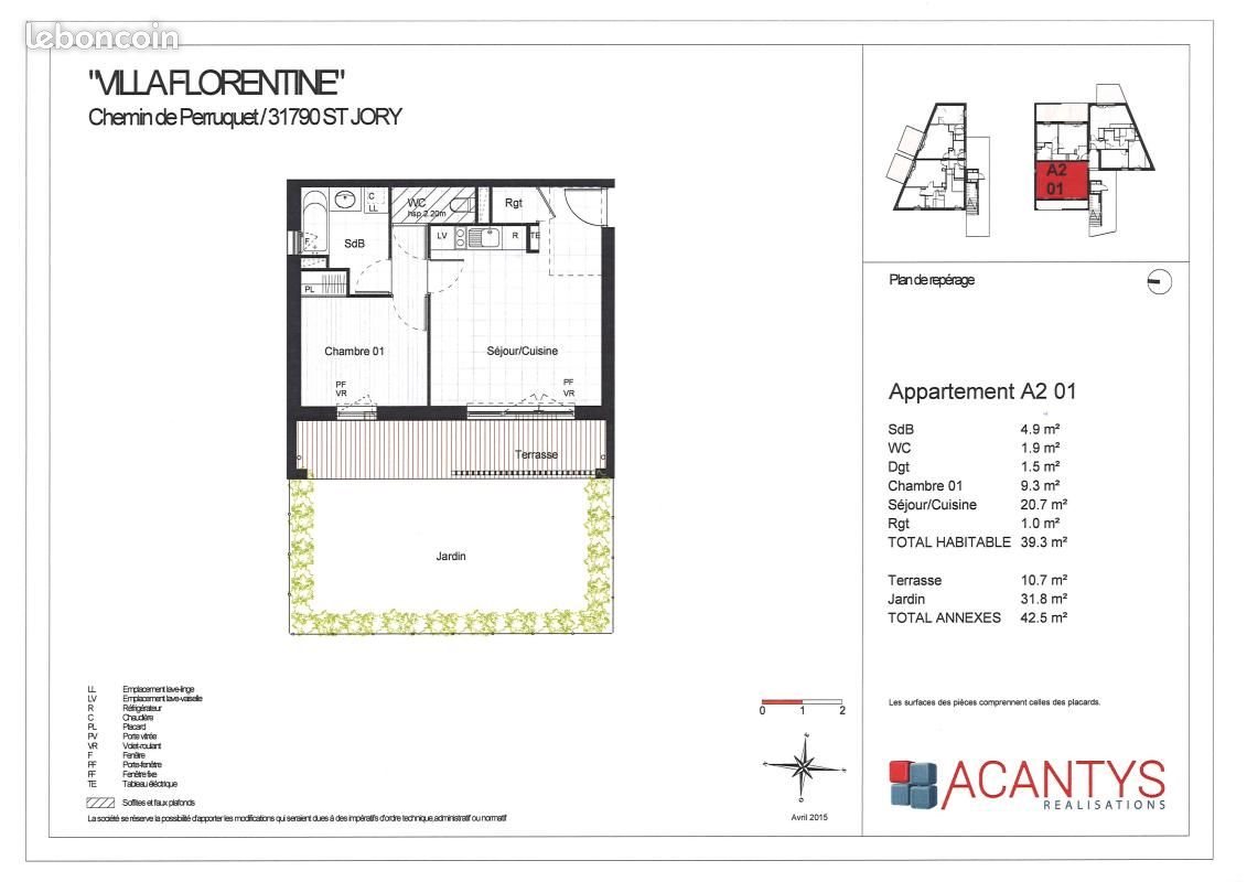 Appartement à louer, 39m², Saint-Jory