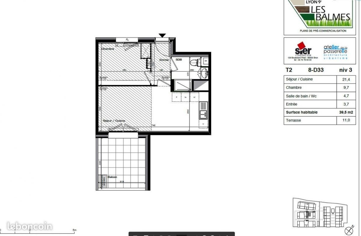 Appartement à louer, 39m², Lyon 9ème