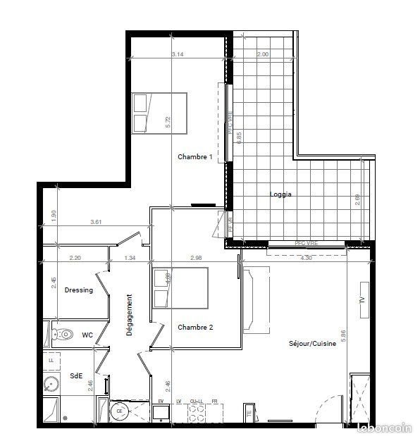 Appartement à louer, 89m², Frontignan