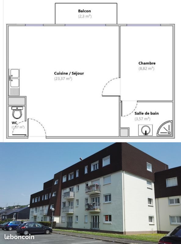 Appartement à louer, 36m², Mondeville