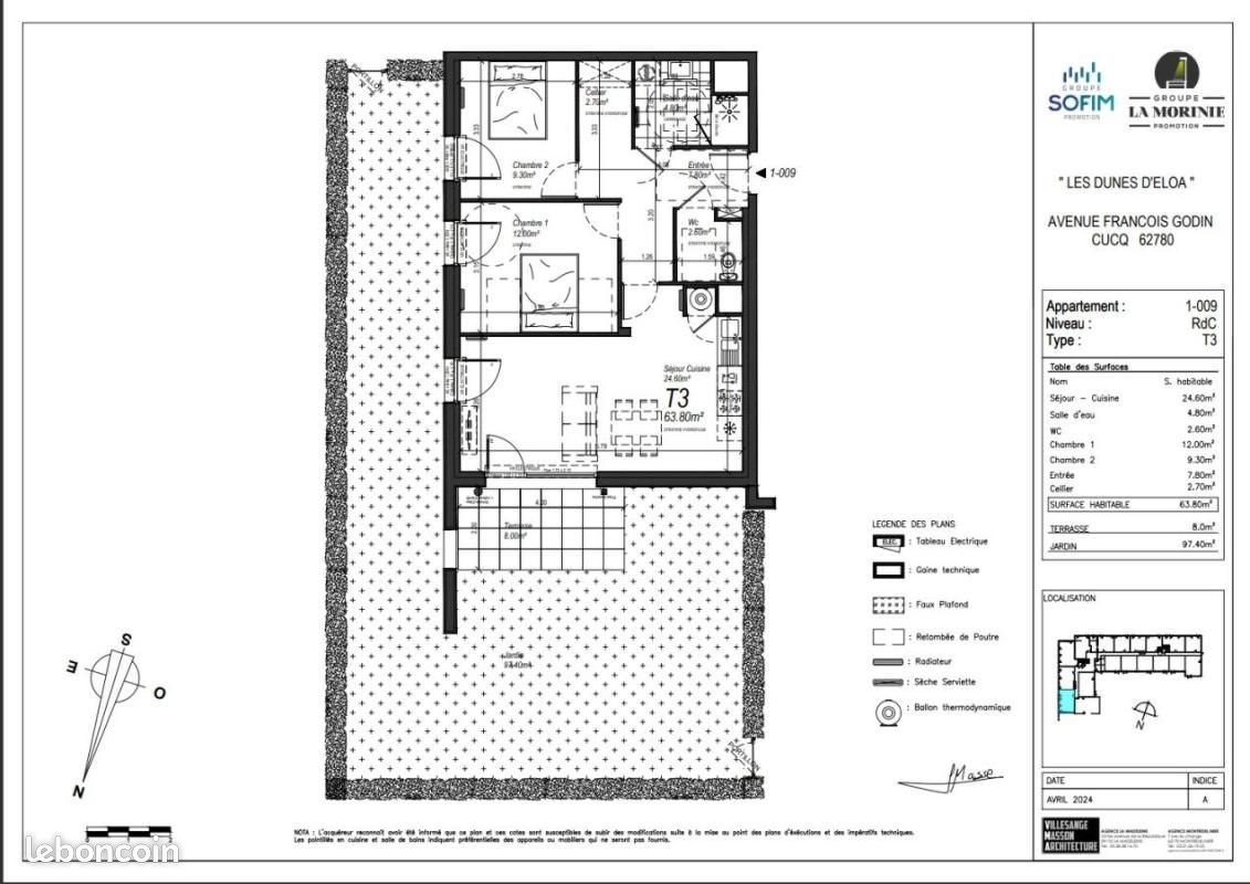 Appartement à louer, 65m², Cucq