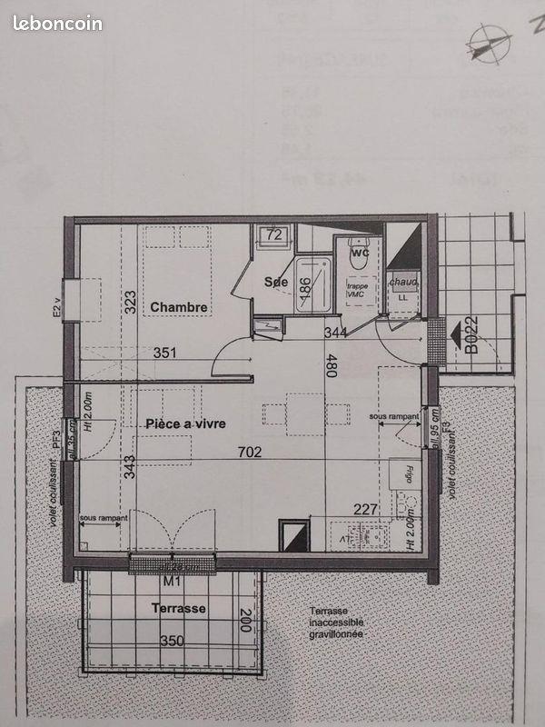 Appartement à louer, 44m², Angers