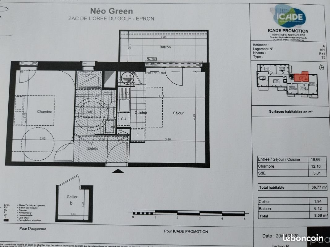 Appartement à louer, 37m², Epron