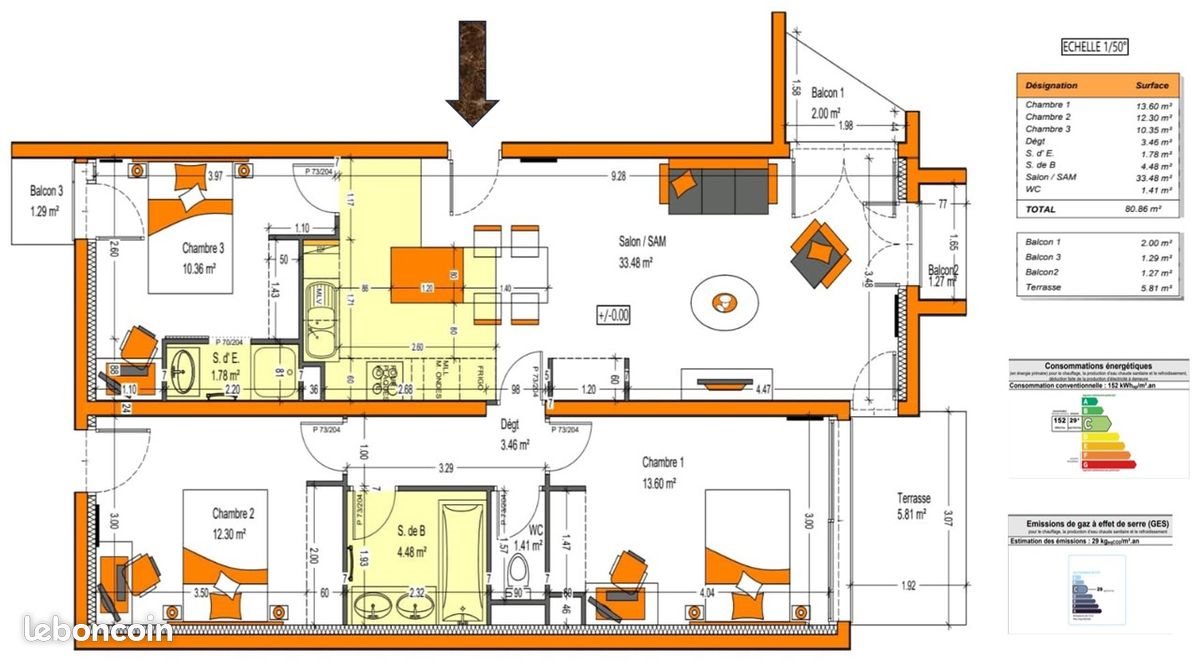 Appartement à vendre, 81m², Pau