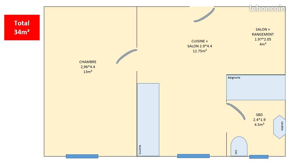 Appartement à louer, 34m², Pont-Saint-Vincent