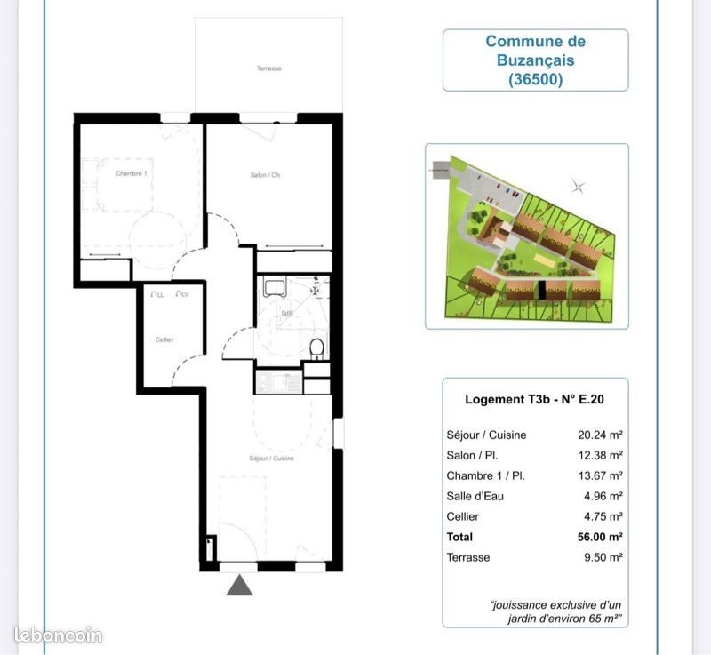 Appartement à louer, 56m², Buzançais