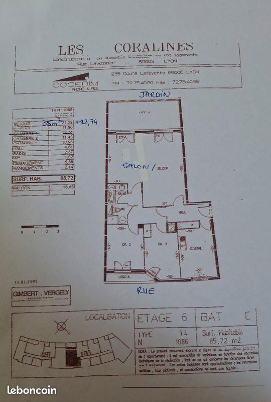 Appartement à louer, 85m², Lyon 3ème