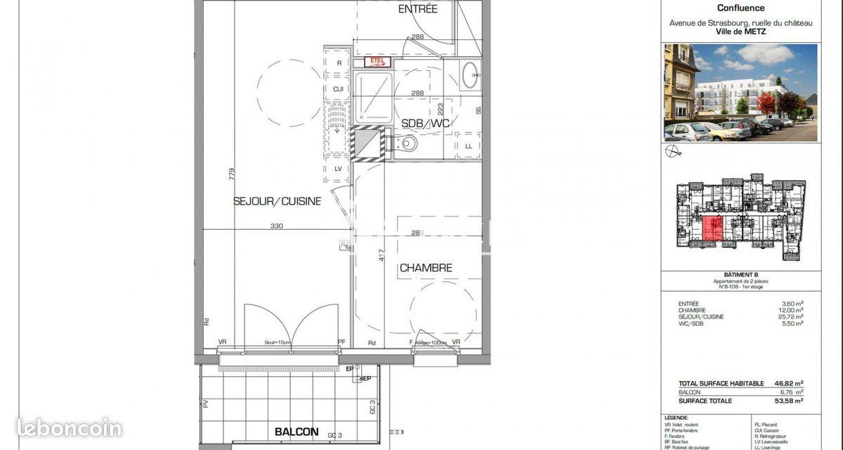 Appartement à vendre, 50m², Metz