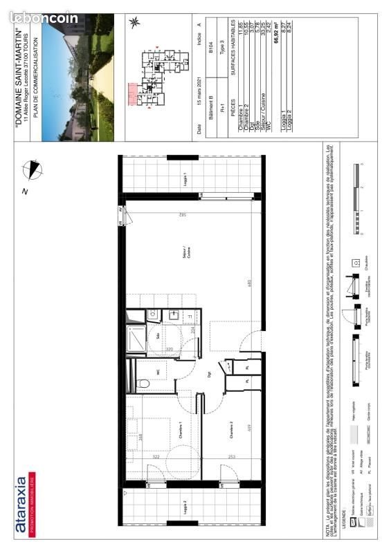 Appartement à louer, 66m², Tours