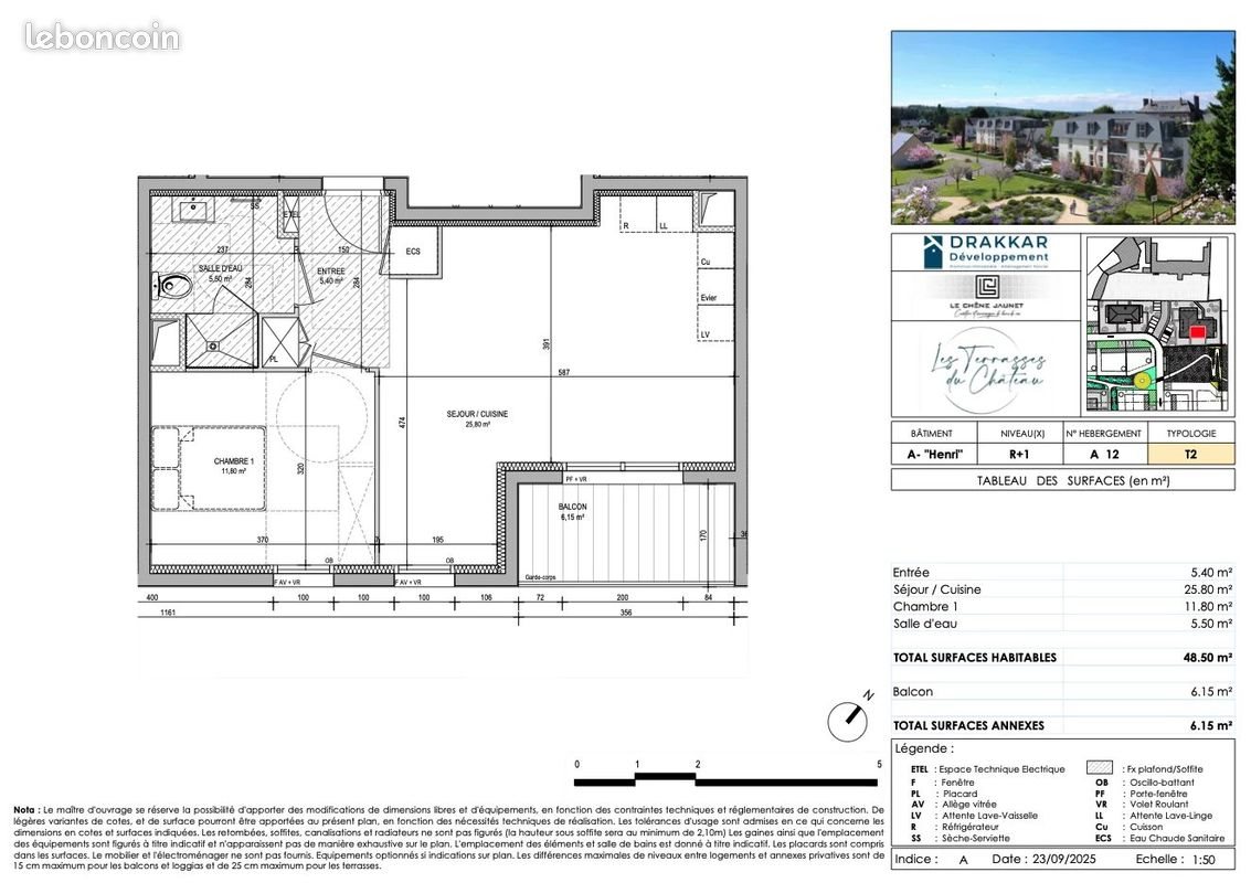 Appartement à vendre, 49m², Ménilles