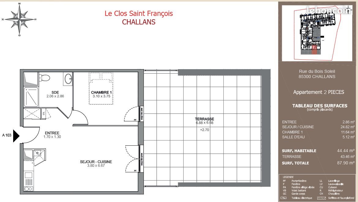 Appartement à louer, 45m², Challans