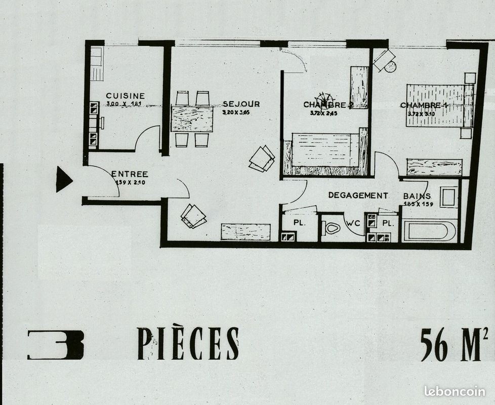 Appartement à louer, 56m², Paris 19ème