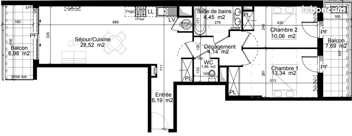Appartement à vendre, 69m², Bordeaux
