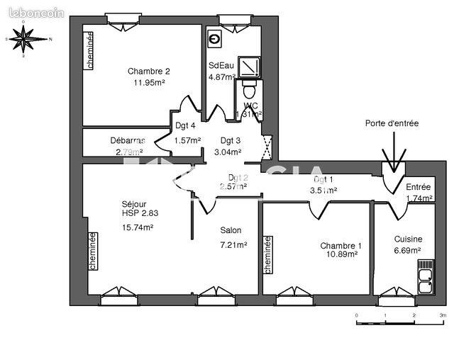 Appartement à louer, 73m², Orléans