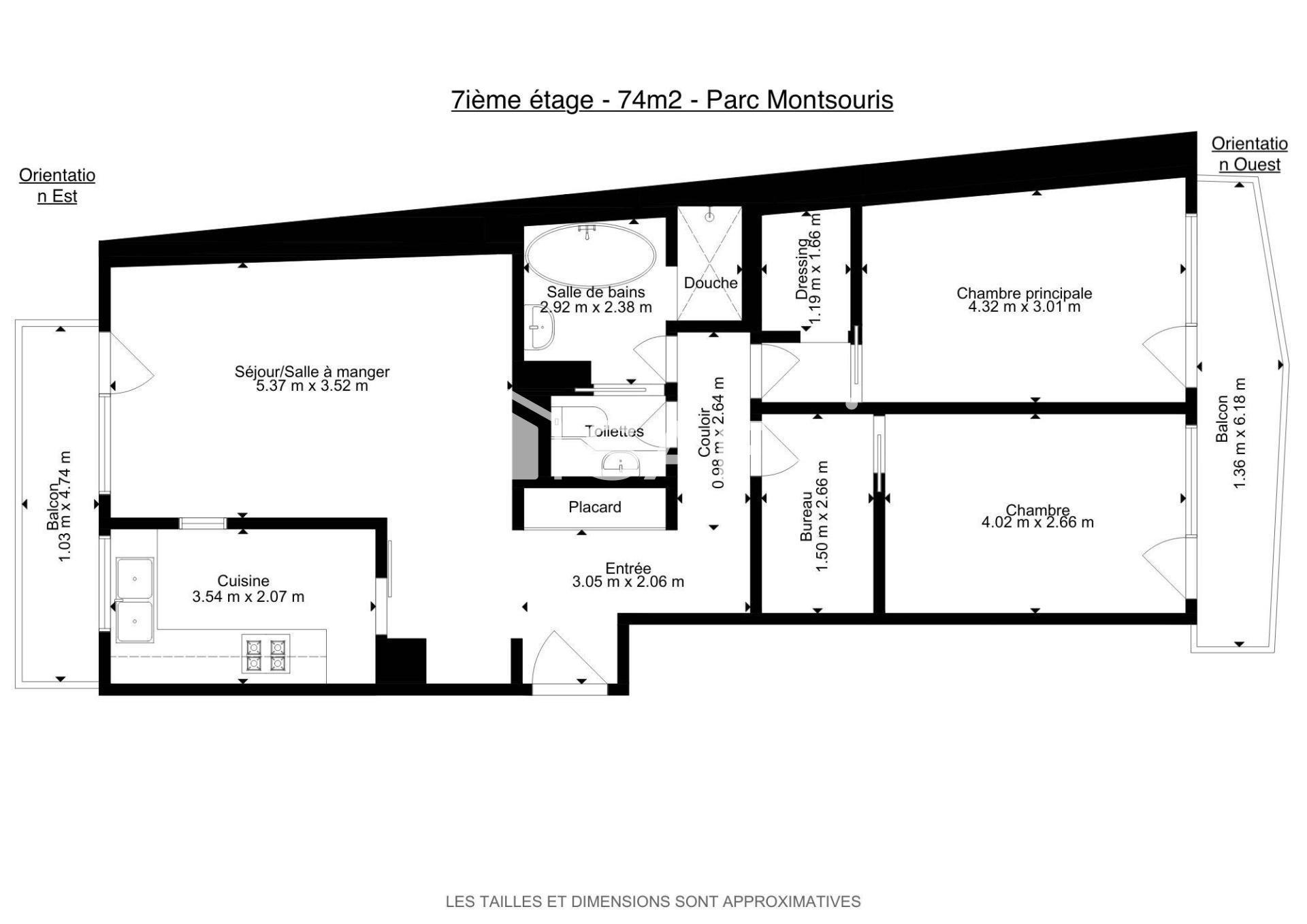 Appartement à vendre, 74m², Paris 14ème