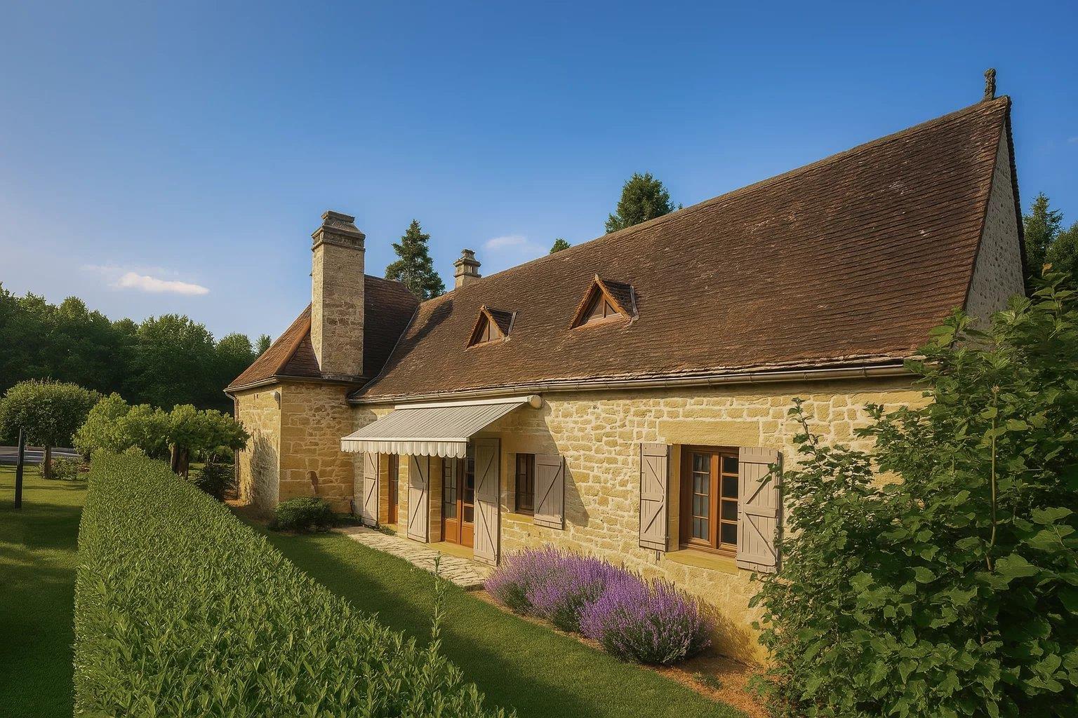 Charming property with independent guesthouse, heated swimming pool, and wooded park