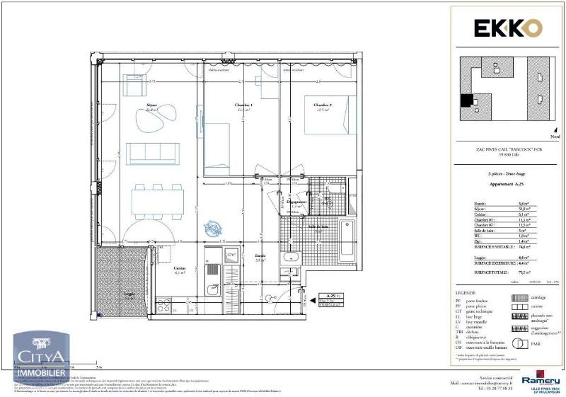 Appartement à louer, 74m², Lille