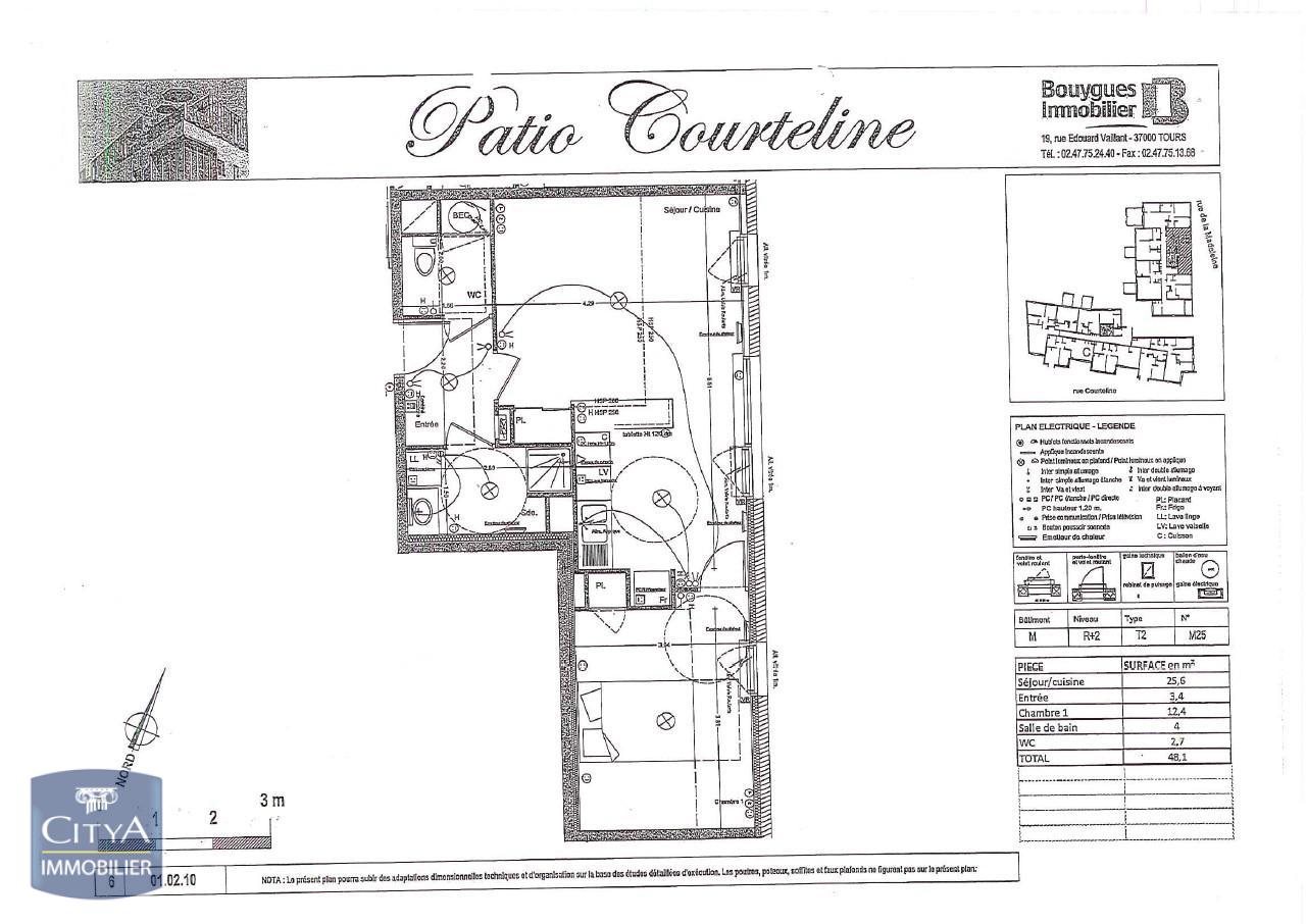 Appartement à louer, 48m², Tours