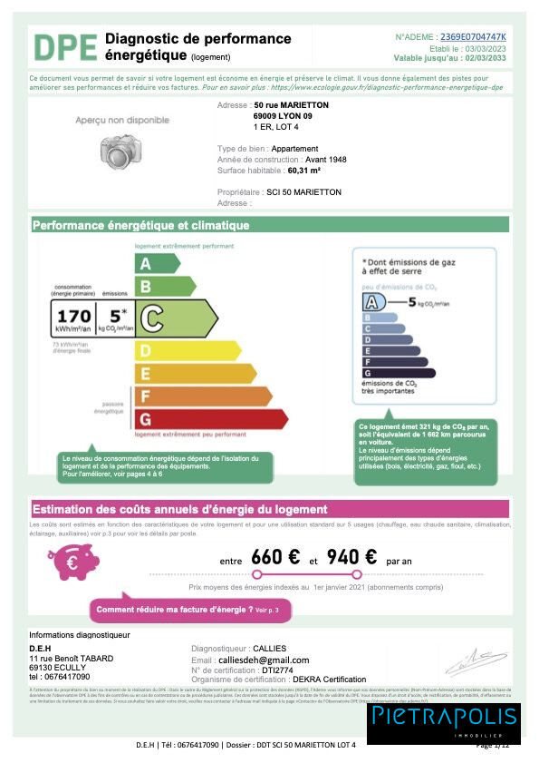 Appartement à vendre, 60m², Lyon 9ème