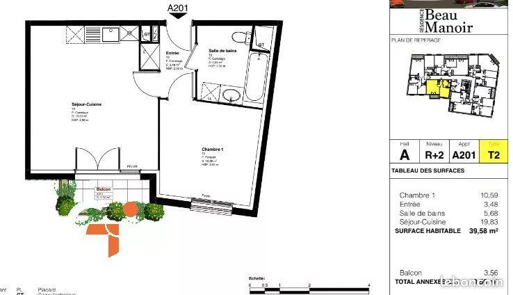 Appartement à louer, 39m², Rouen