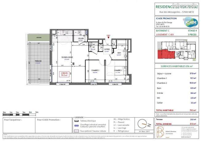 Appartement à louer, 79m², Metz