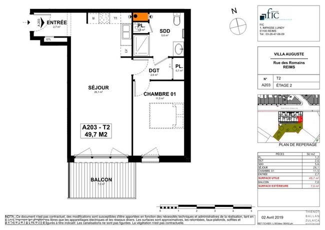Appartement à louer, 49m², Reims