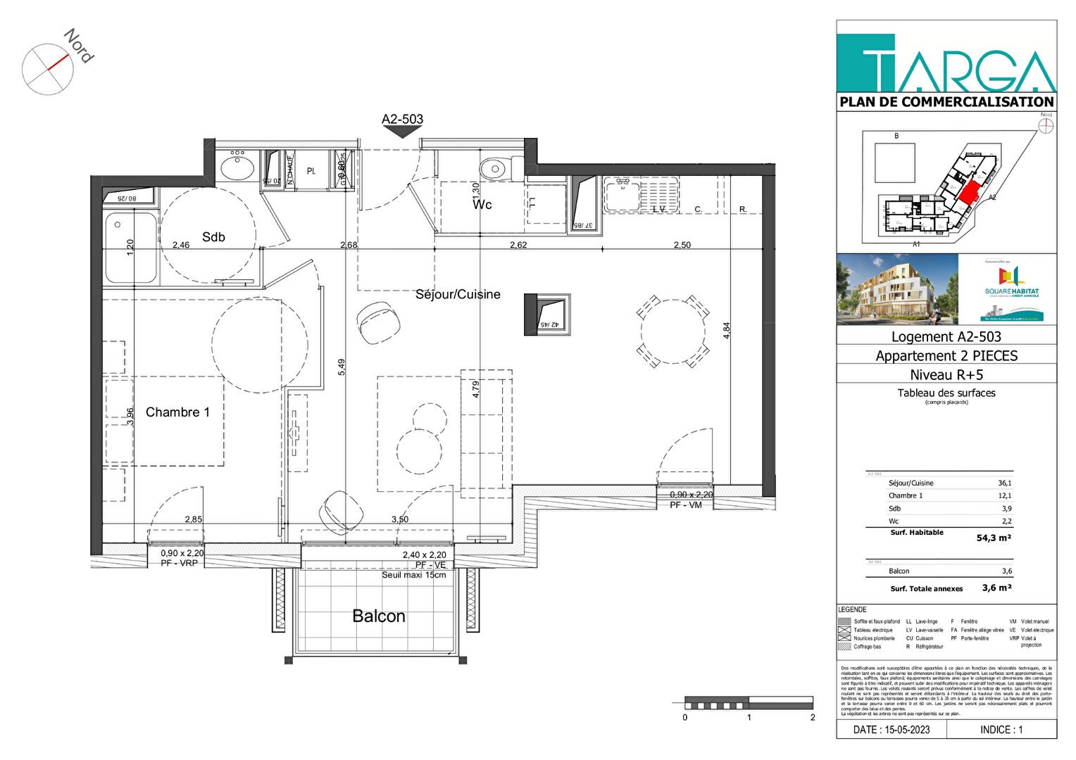 Appartement à vendre, 54m², Tours