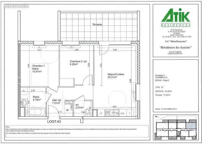 Appartement à louer, 54m², Besançon