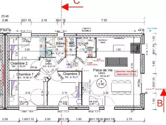 Maison à louer, 74m², Saint-Perreux