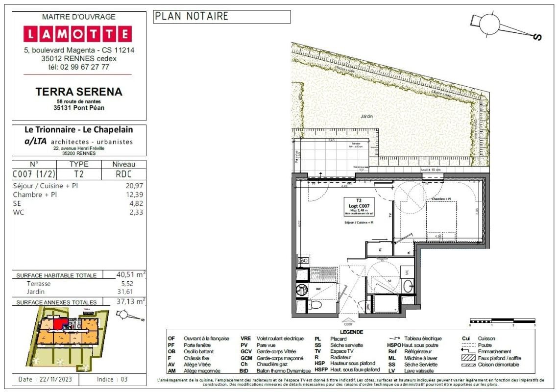 Appartement à louer, 40m², Pont-Péan
