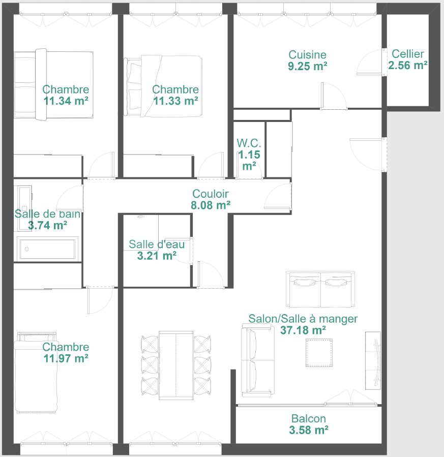 Appartement à vendre, 98m², Puilboreau