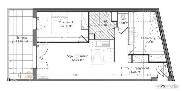 Appartement à vendre, 64m², Bordeaux