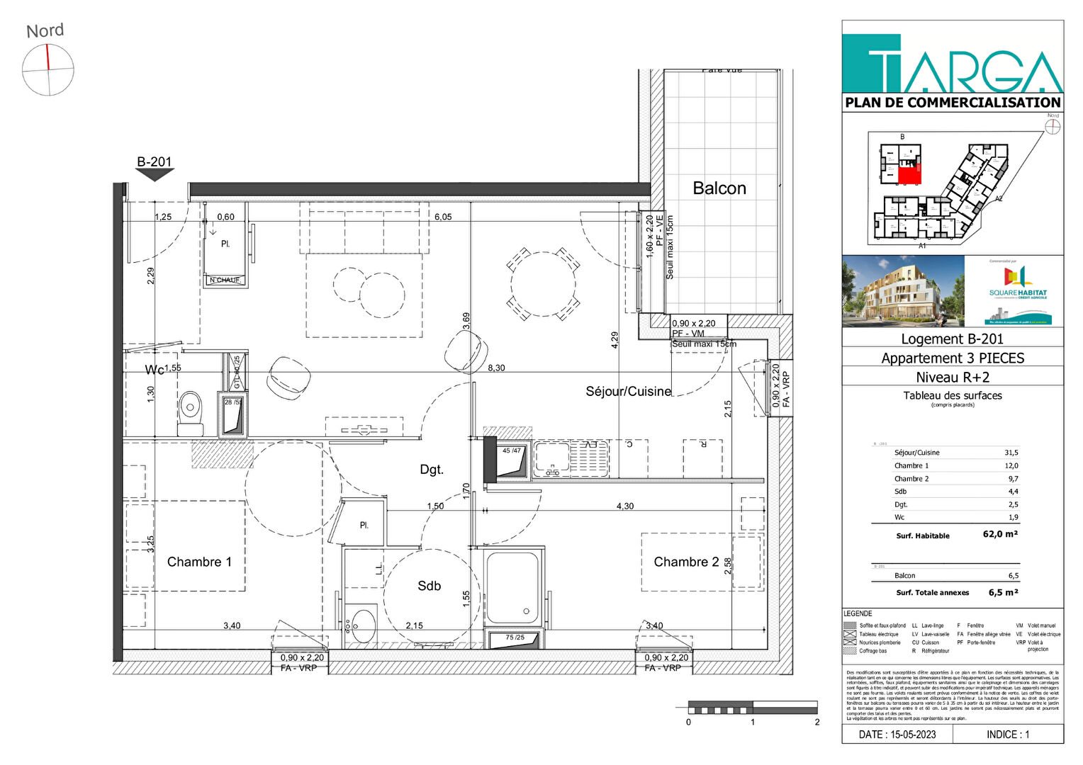 Appartement à vendre, 62m², Tours