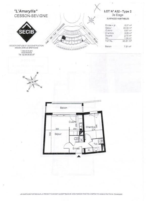 Appartement à louer, 45m², Cesson-Sévigné