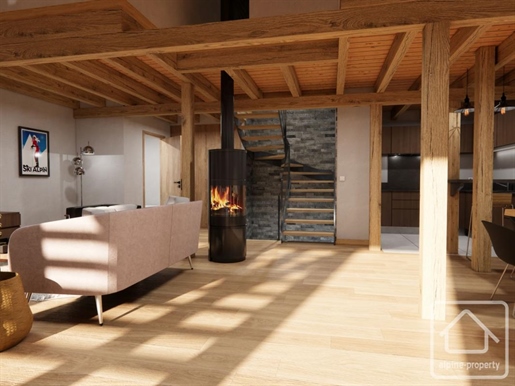 A four bed 4 bath luxury apartment with wellness suite in Les Praz de Chamonix, directly opposite th