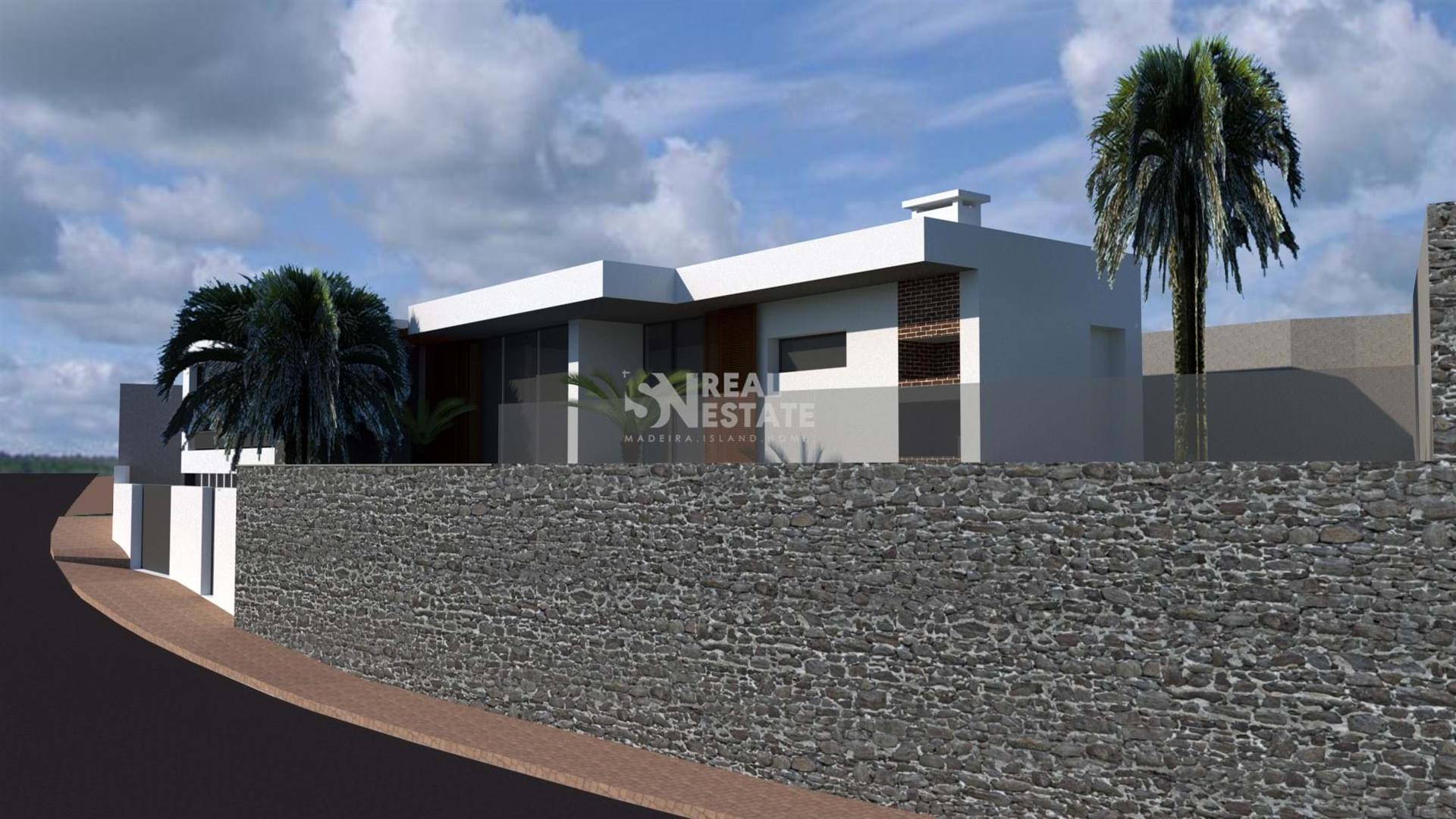 Land, zeezicht met goedgekeurd project in Prazeres/Calheta