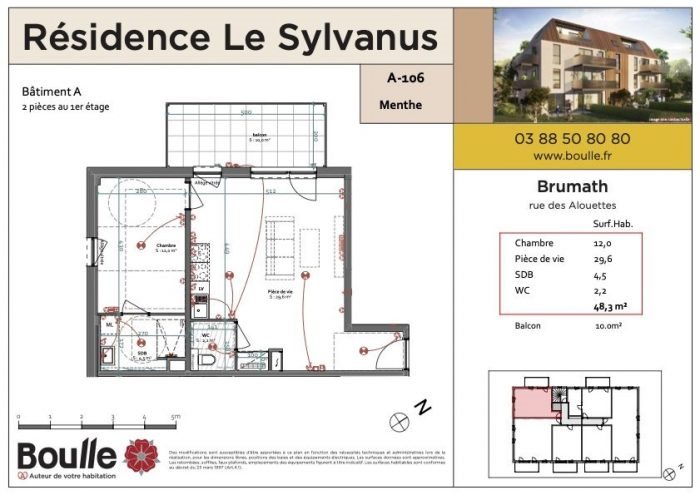 Appartement à louer, 48m², Brumath