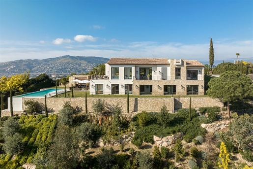 Panoramic vistas of the French Riviera coastal region and out to sea, offered by this splendid luxur
