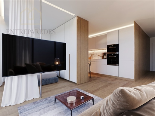 ¡Compre apartamento de 1 dormitorio con terraza de 70m2 en São João da Madeira! Comunidad cerrada Ec