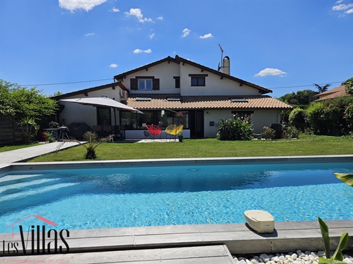 Belle Villa Landaise lumineuse, 198 m2, 5 chambres, avec piscine chauffée