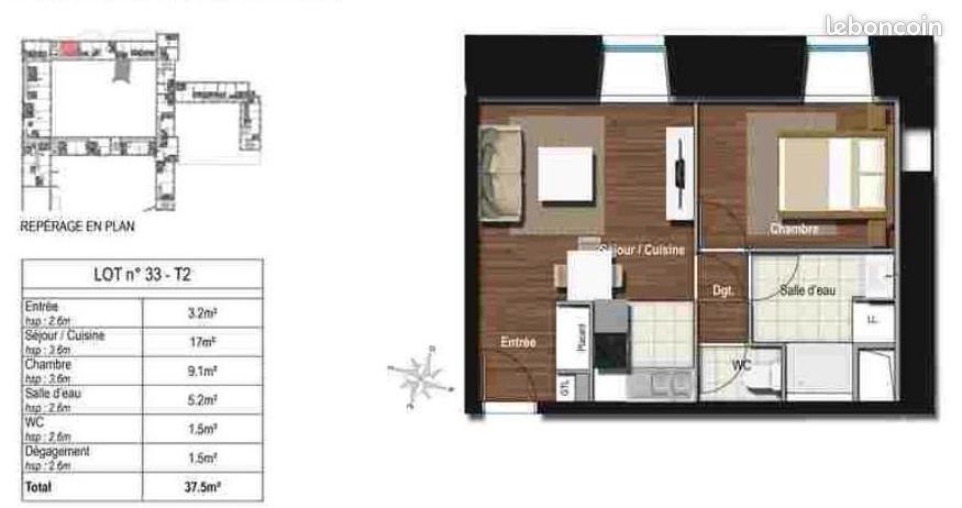 Appartement à louer, 37m², Dijon