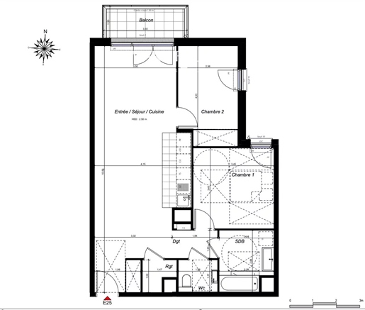 Chatenay Malabry - T3 de 71m² au 2e étage avec balcon et parking