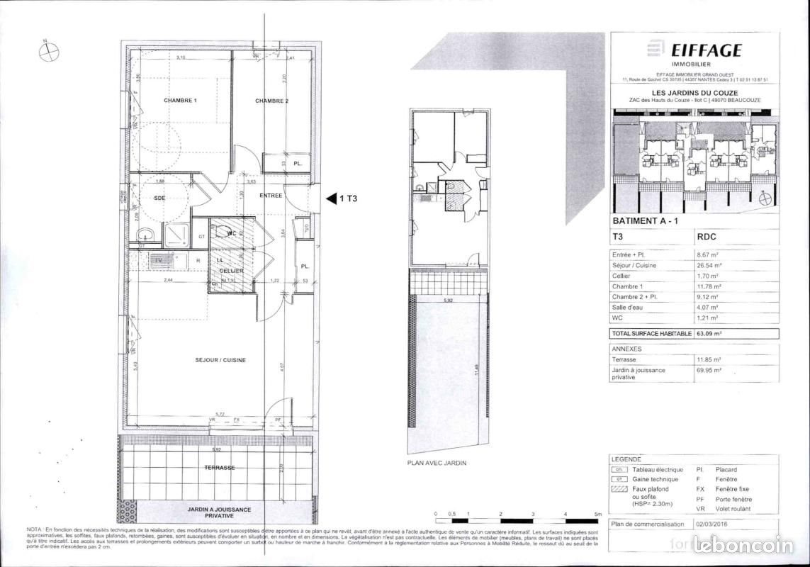 Appartement à louer, 63m², Beaucouzé